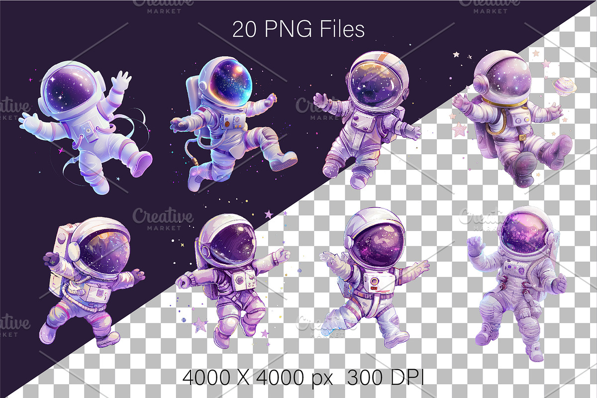 Cute baby astronaut 01. T-Shirt, PNG, an Animal Illustration by KENO Mascots (Photo 2 of 10)