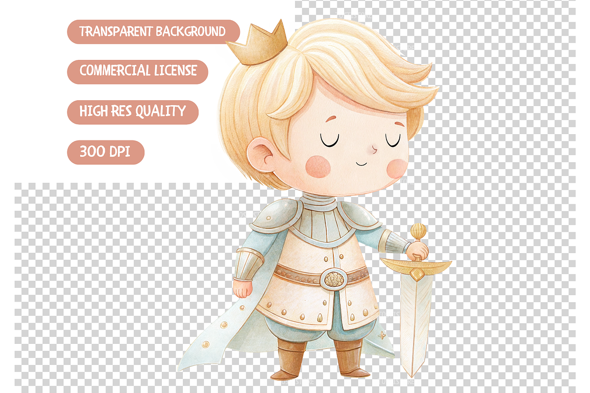 Princess Watercolor Clip Art, an Illustration by TatiMockup (Photo 7 of 7)