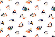 Christmas penguins set, backgrounds, an Animal Illustration by PaperTrident (Thumbnail 3 of 5)