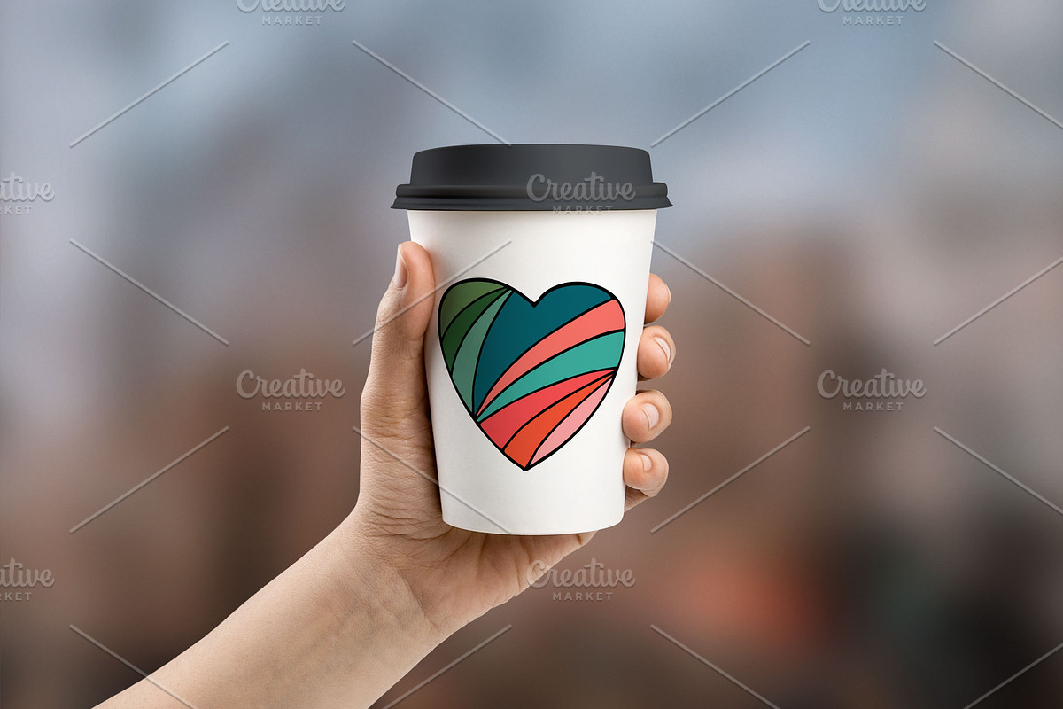 Color drawing hearts in doodle style, a Decorative Illustration by ExpressShop (Photo 6 of 6)