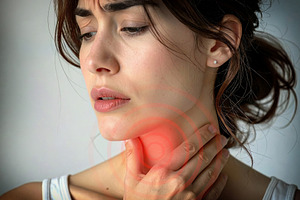 Woman Touching Throat With Pain Highlight, a Health & Medical Photo by Davizro's Market