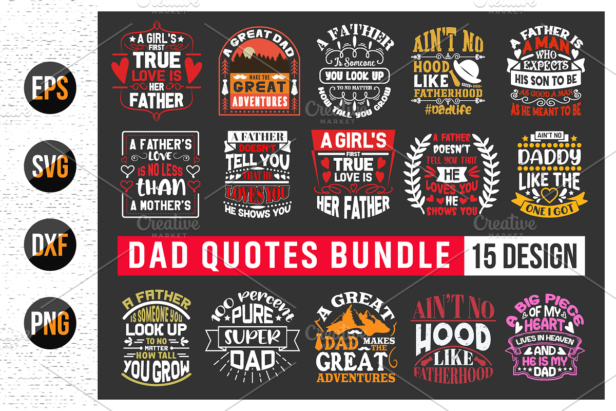 Dad typographic t shirt bundle, a Graphic by Uniquesvg99 (Photo 1 of 16)