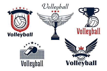 Volleyball sport game symbols, a Background Graphic by Vector Tradition