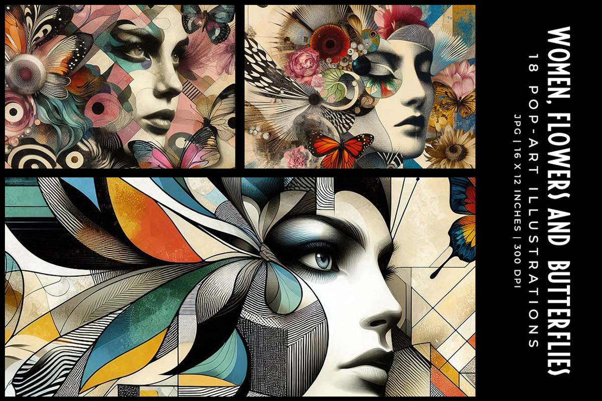 Women, Flowers and Butterflies, a Decorative Illustration by Digital Art Creations (Photo 7 of 12)