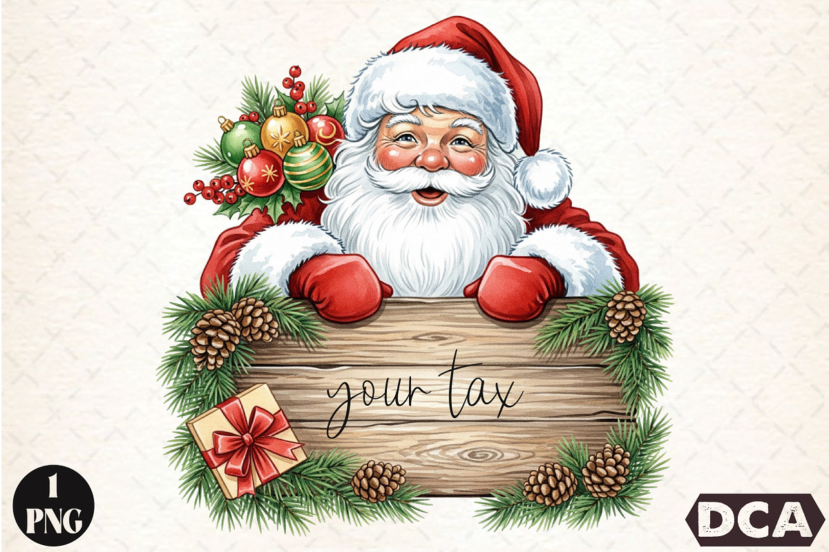 Watercolor Santa Christmas  PNG, an Illustration by DreamCafeArt (Photo 1 of 6)