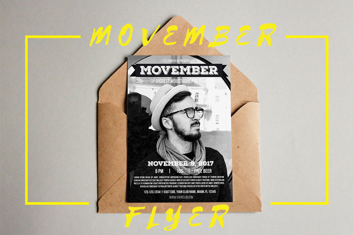 MOVEMBER Party Flyer Template, a Flyer Template by Millusti (Photo 1 of 3)