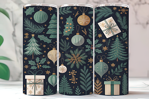 Blue Gold Christmas Trees Tumbler, a Background Photo by LamanAzalea