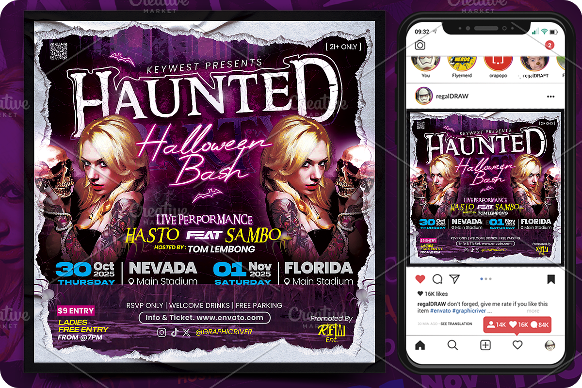 Halloween Flyer, a Flyer Template by regalDRAW (Photo 1 of 3)