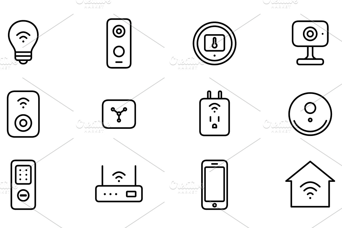 Connected Home Icons SVG, an Outline Icon by Ghagra (Photo 2 of 3)