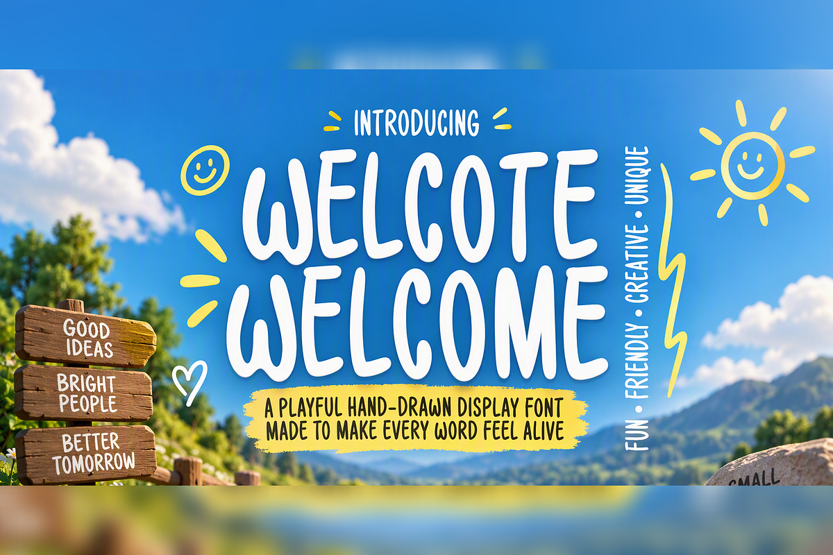 Welcote Welcome Cute Handwritten, a Handwritten Font by mesuka (Photo 1 of 5)