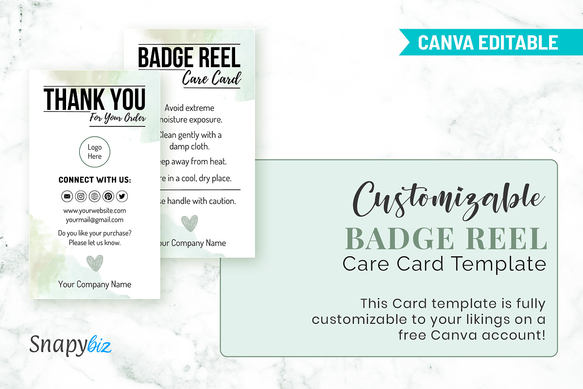 Badge Reel Care Card Template, a Design Template by Snapybiz (Photo 3 of 10)