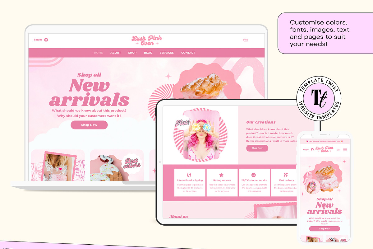 Pink Bakery Wix Website Template, a Wix Template by Template Twist Shop (Photo 7 of 10)