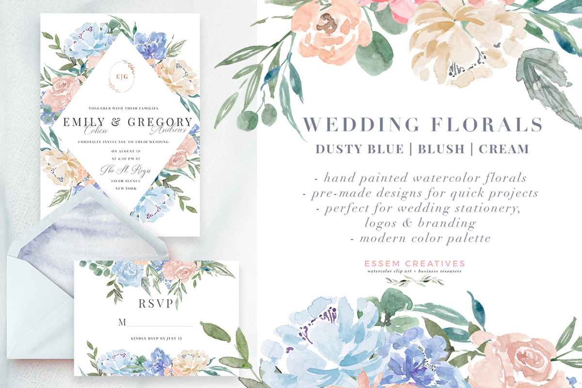 Wedding Watercolor Flowers Graphics, an Illustration by Essem Creatives (Photo 1 of 8)