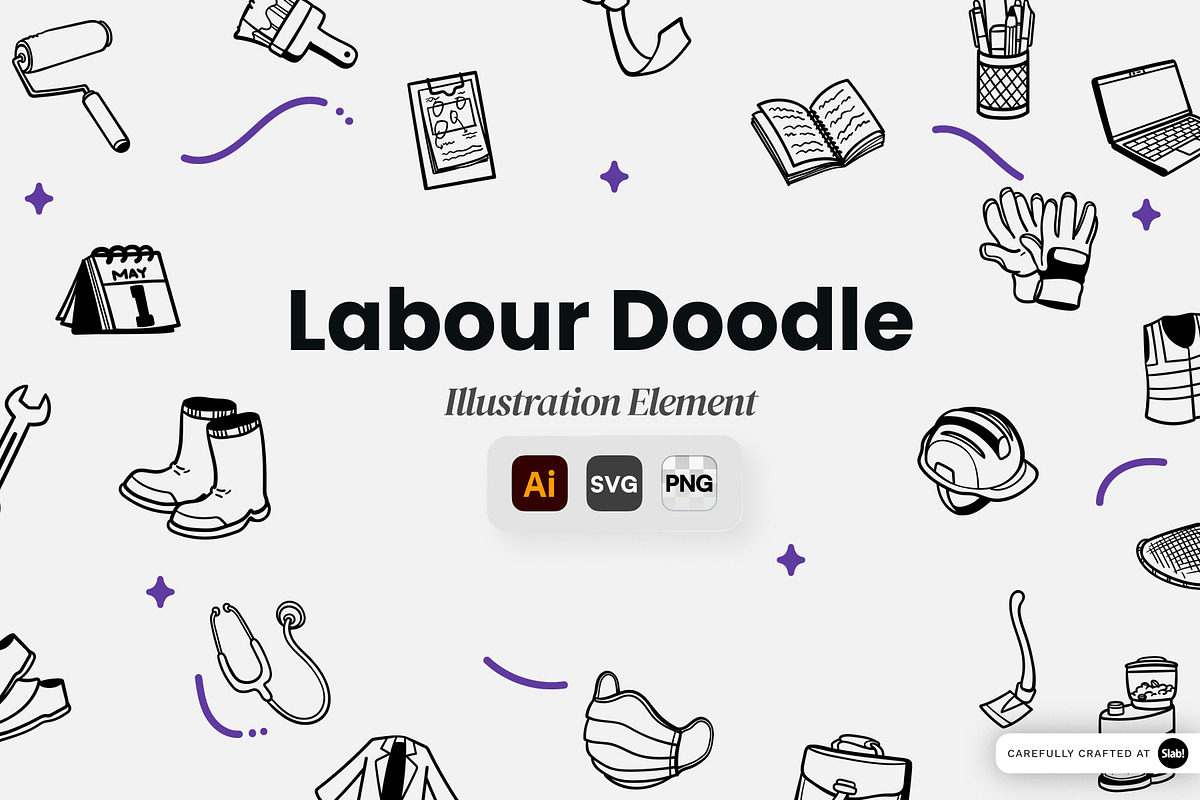 Labour Doodle Illustration Element, an Object Graphic by SLAB! Design (Photo 1 of 2)