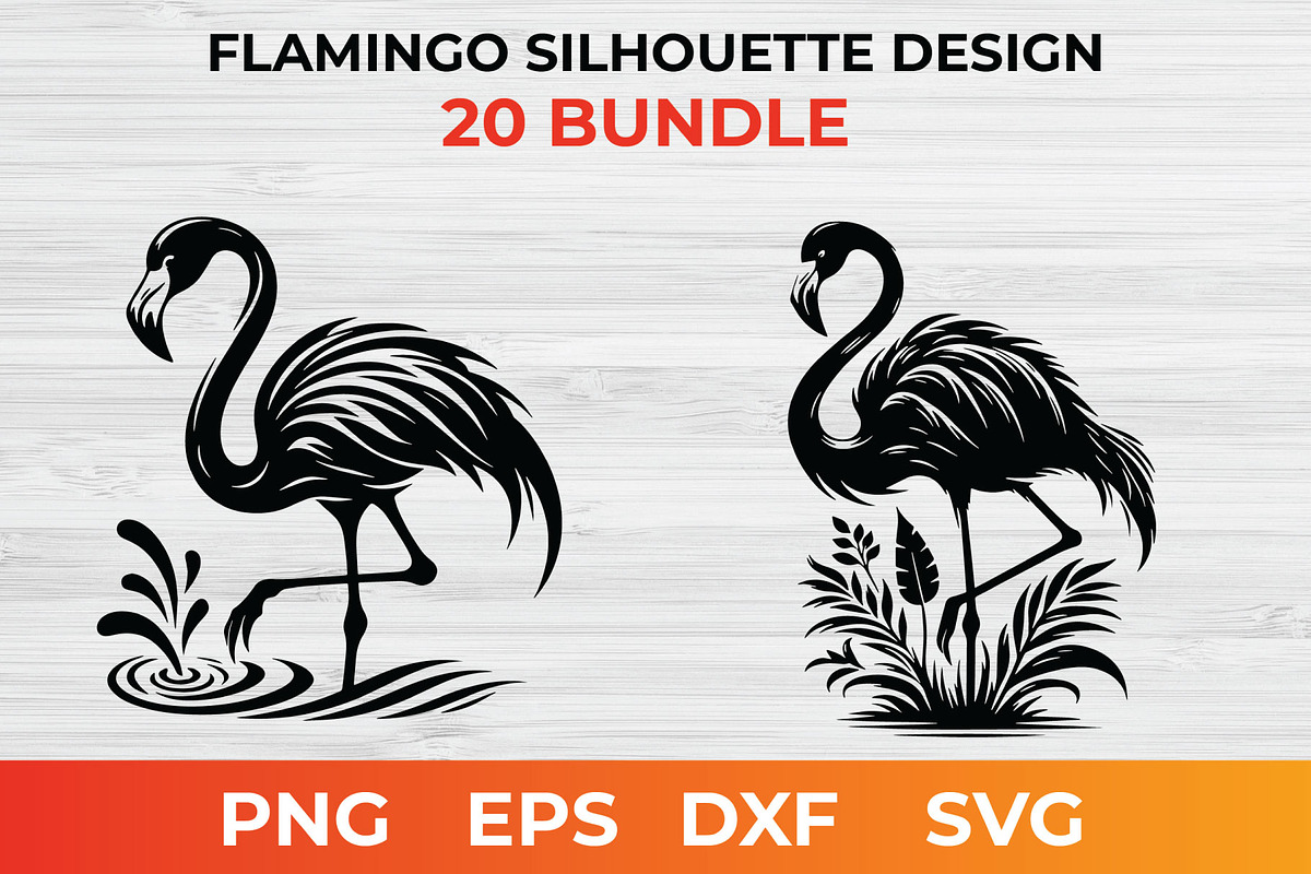 Flamingo Silhouette Design bundle, an Animal Illustration by bossdesigner (Photo 3 of 3)