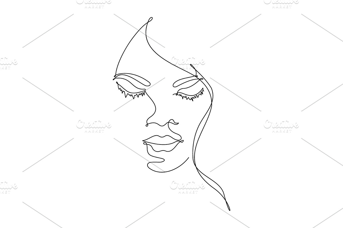 One Line Continuous Woman's Face, a Branding & Logo Template by yanuart