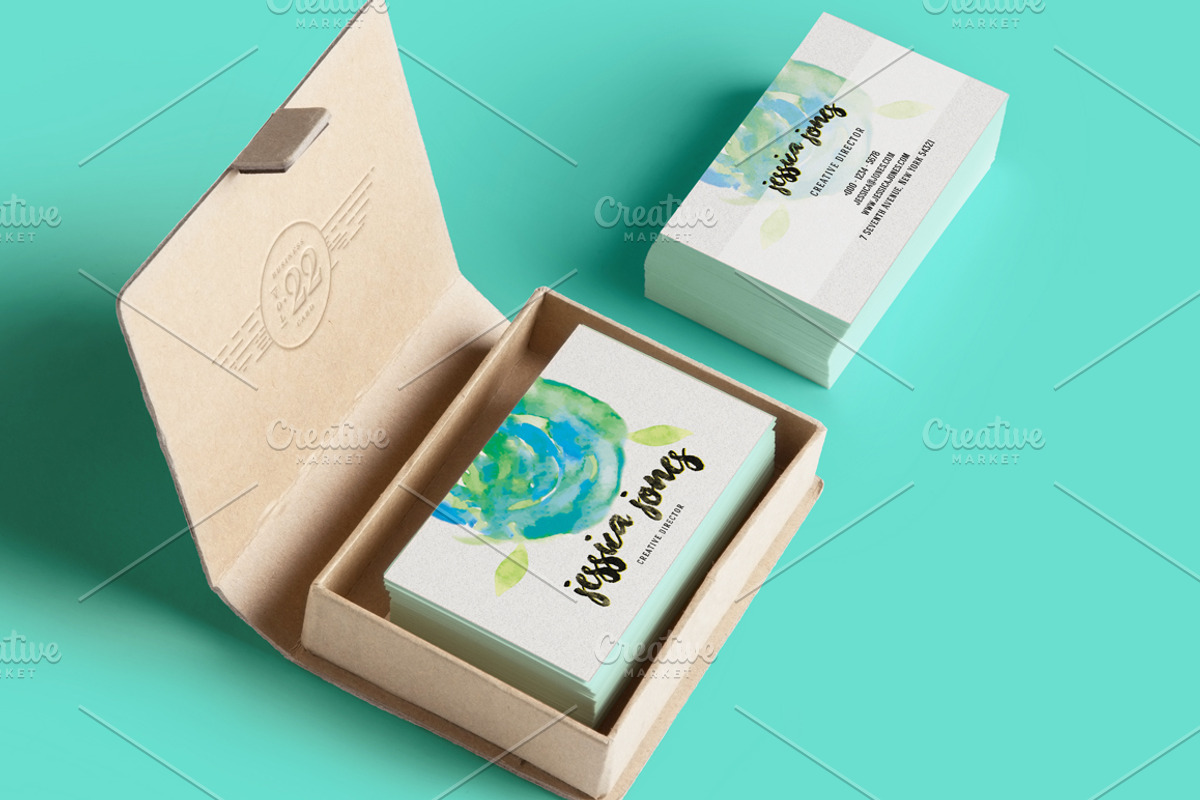 Watercolor Creative Business Card, a Business Card Template by land art (Photo 2 of 10)