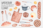 Watercolor Bakery Clipart, an Illustration by MilanaDesignShop (Thumbnail 2 of 4)