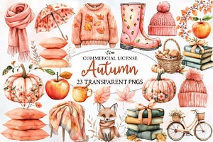 Peach Colored Autumn Clipart, an Illustration by Designworld