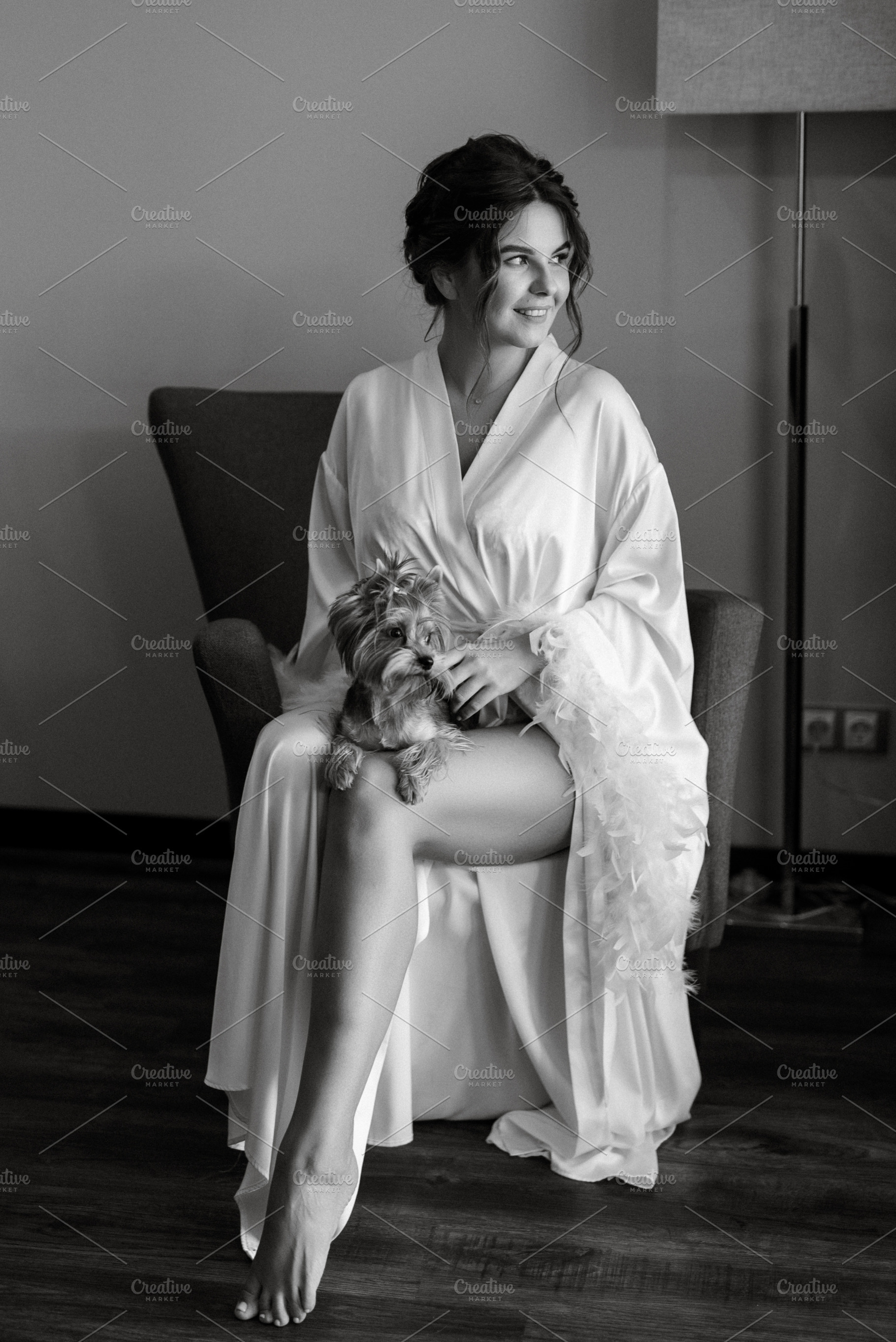 bride young girl in lingerie in the morning in the room, a Person Photo by Weddings, People, Travel