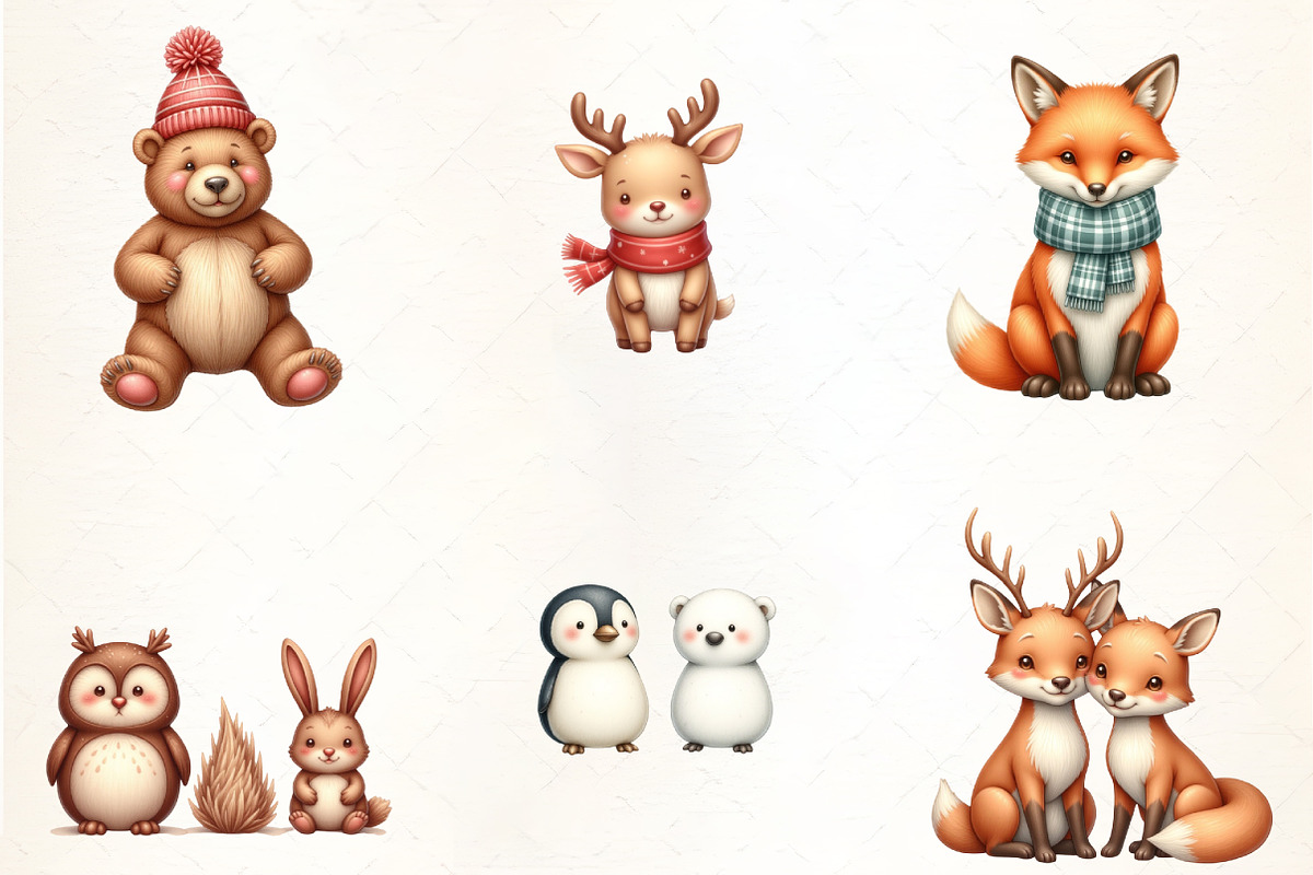 Winter Animal Friends Clipart, an Illustration by CrexoraLab (Photo 2 of 5)