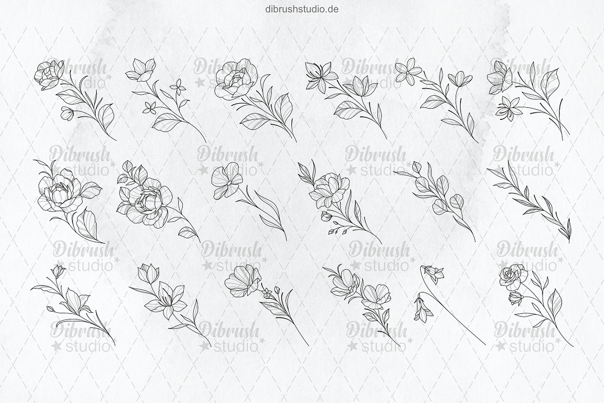 Procreate Tiny Tattoo Flowers, a Brush Add-On by DiBrush Studio (Photo 3 of 7)
