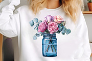 Watercolor Flower Mason Jar Clipart, an Illustration by GatewayDesign (Thumbnail 3 of 6)