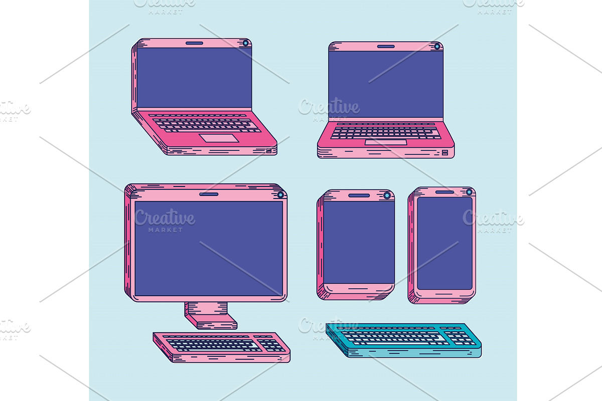 five electronic icons, a Technology Illustration by studiogstock