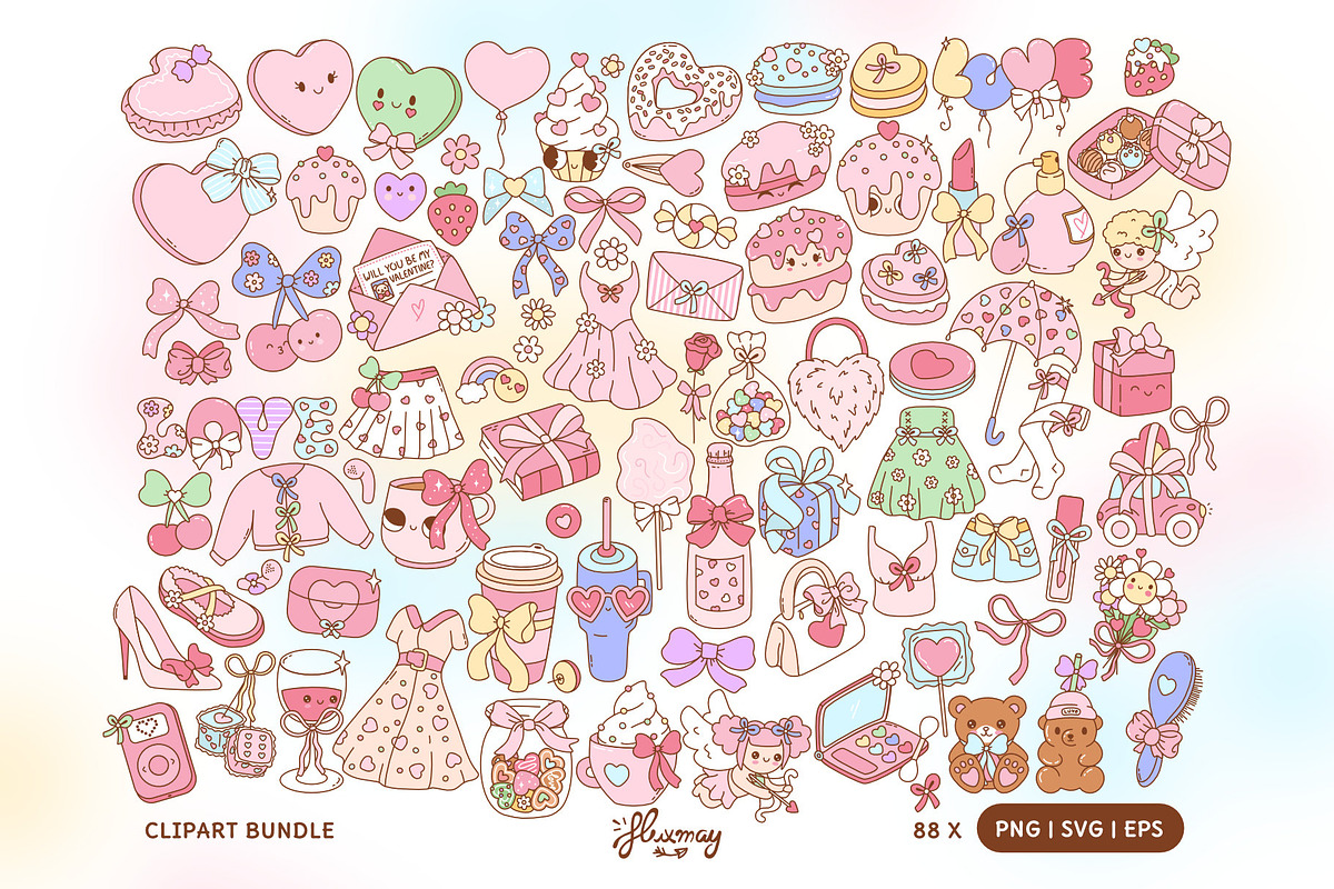 Preppy & Coquette Valentine Bundle, a Seasonal Illustration by Huxmay (Photo 2 of 7)