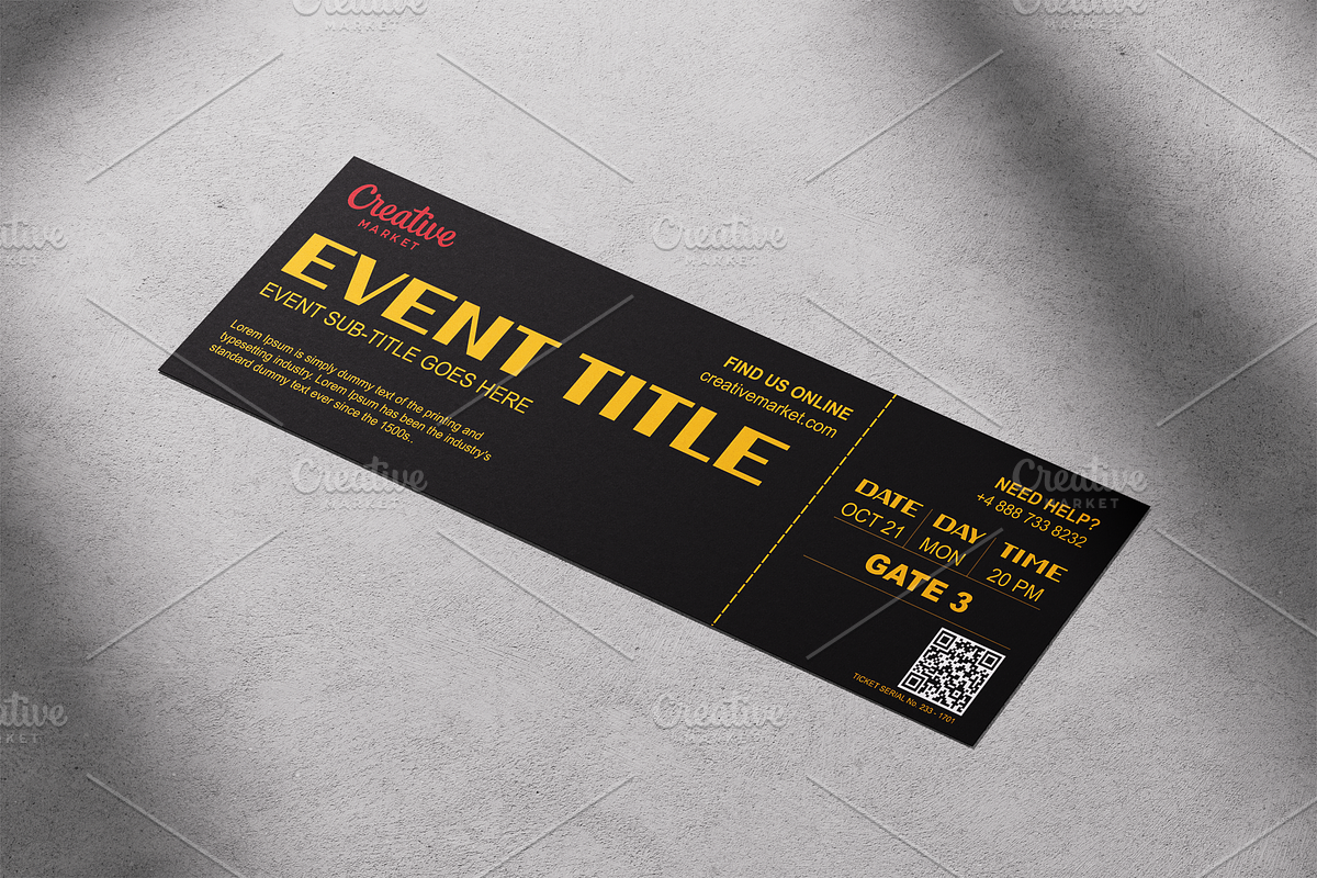 Simple Multipurpose Ticket, a Print Template by Tzochko (Photo 3 of 5)