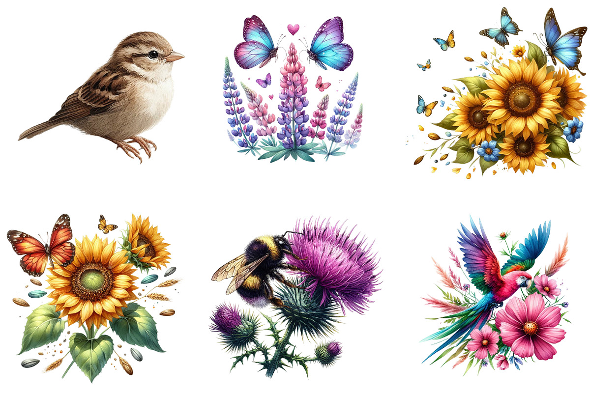 Wildflowers with Winged Animal, a Seasonal Illustration by DreamArtGraphic (Photo 2 of 4)
