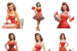 Watercolor Pinup Girl Clipart Bundle