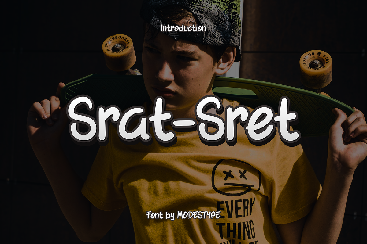 Srat Sret - Sporty Kids Font, a Sans Serif Font by Modestype Studio (Photo 1 of 11)