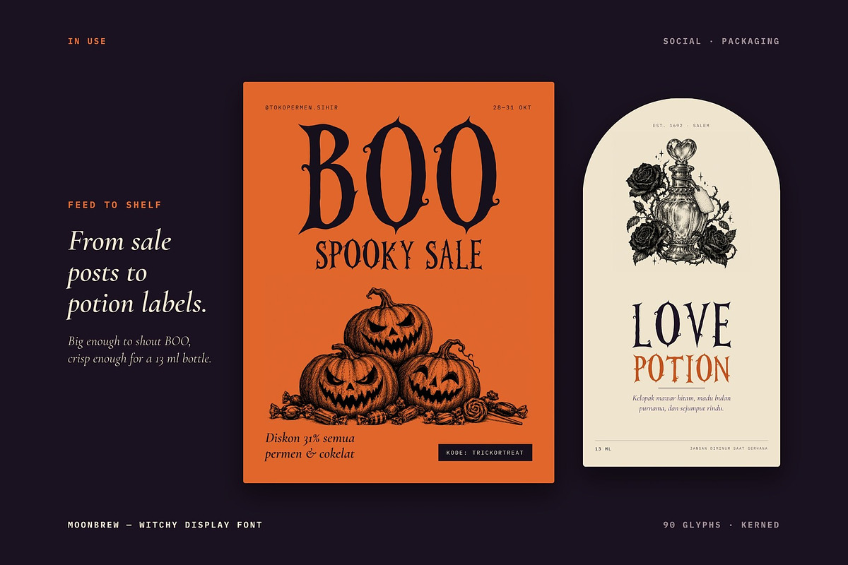 Moonbrew – Spooky Halloween Font, a Serif Font by Yolk Vibes (Photo 4 of 6)