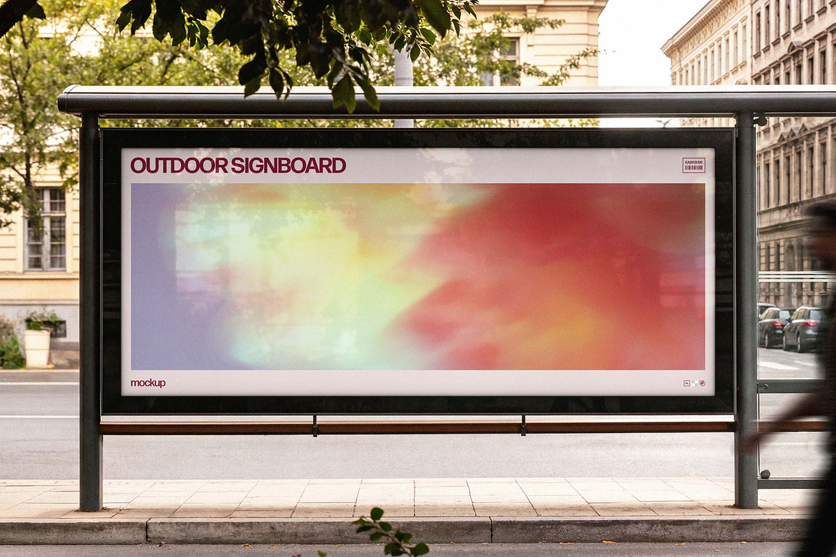 Horizontal Bus Stop Signboard Mockup, an Advertising Mockup by Design Squad (Photo 3 of 4)