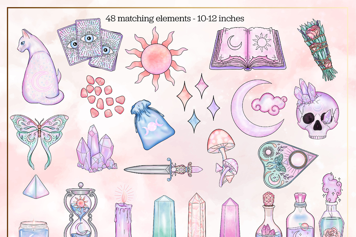 Pastel Witch clipart collection, an Illustration by Gaynor Carradice Designs (Photo 3 of 4)