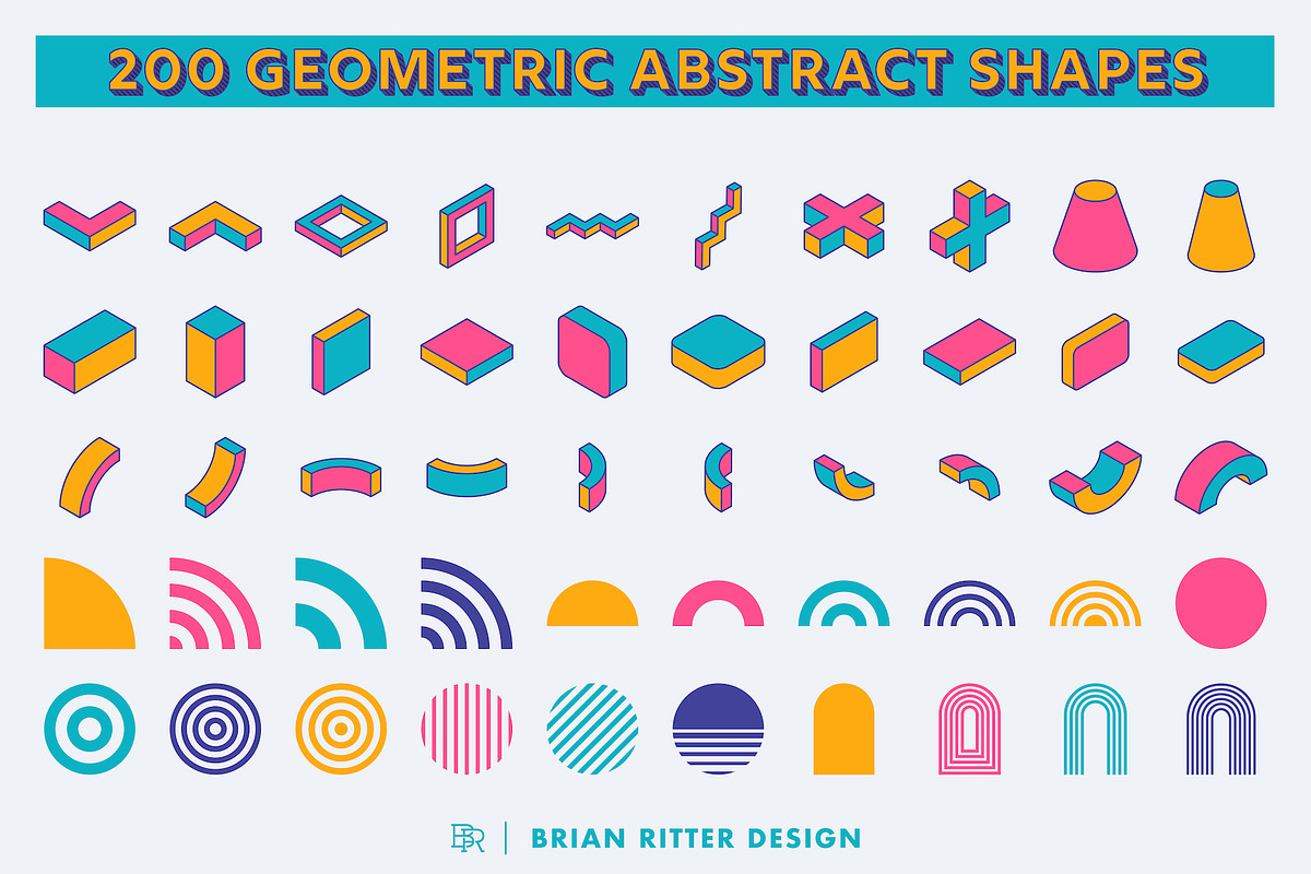 200 Geometric Abstract Shapes, an Object Graphic by Brian Ritter Design