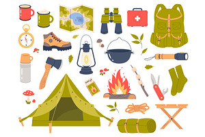 Cartoon camping elements. Summer, a Sport Illustration by YummyBuum
