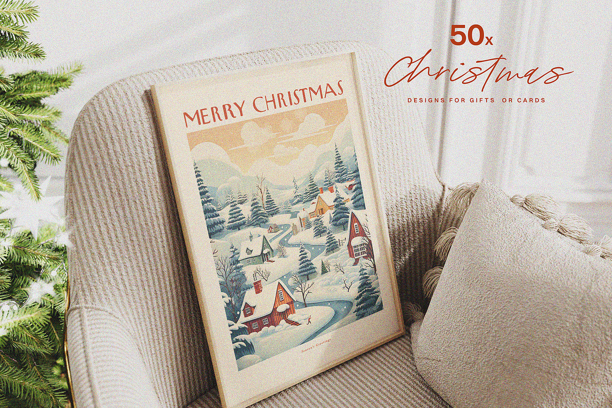 Retro Christmas Prints & Cards, a Background Graphic by Laras Wonderland (Photo 9 of 11)