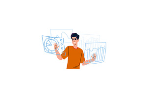 Businessman analyzing data on, a Technology Illustration by pikepicture