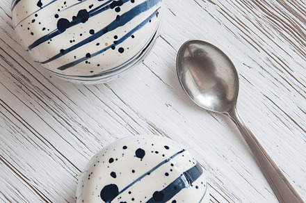 Stylish dessert bowls with a spoon, a Food & Drink Photo by Beautiful things