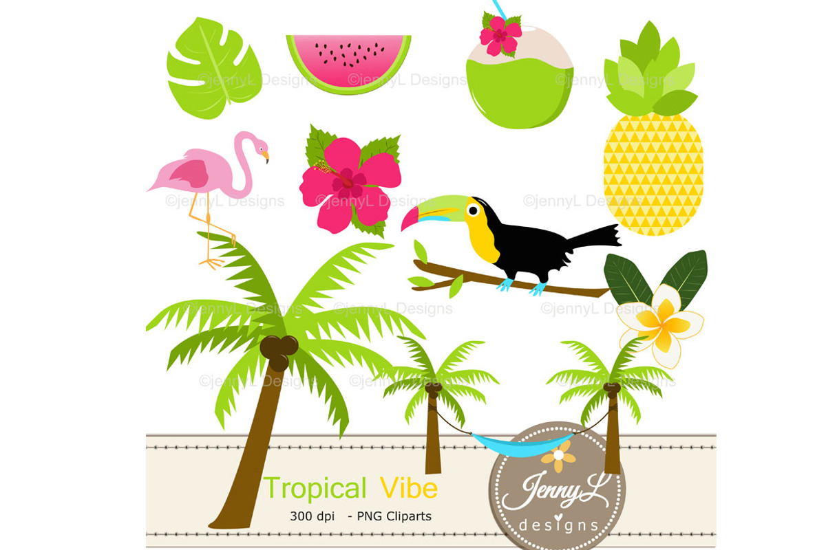 Tropical Summer digital papers, a Pattern Graphic by JennyL Designs (Photo 2 of 5)