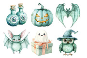 Pastel Mint Halloween Clipart, an Illustration by SinaCreation (Thumbnail 3 of 4)