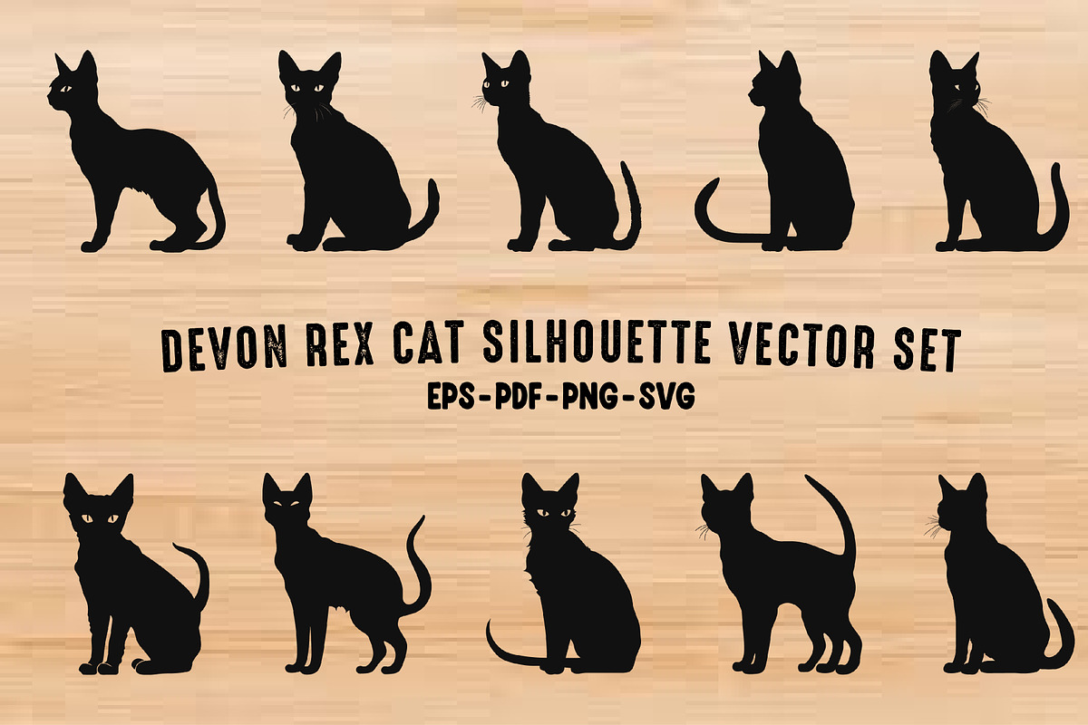 Devon Rex Cat Breed Silhouettes Clip, an Animal Illustration by Gfx Expert Team (Photo 1 of 3)