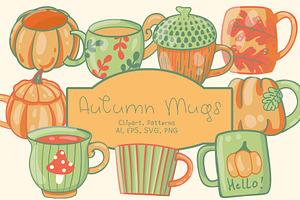 Autumn Pumpkins Mugs clipart pattern