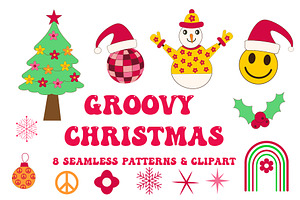 Groovy Christmas Patterns & Cliparts
