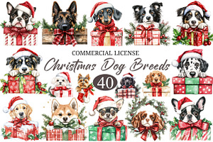 Peeking Christmas Dog Breeds Clipart, a Seasonal Illustration by designcity5