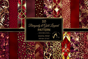 Burgundy And Gold Leopard Paper Pack