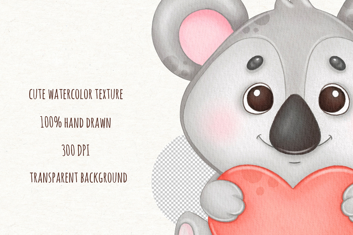 Valentines Day Watercolor Clipart, an Animal Illustration by ekossa_art (Photo 5 of 7)