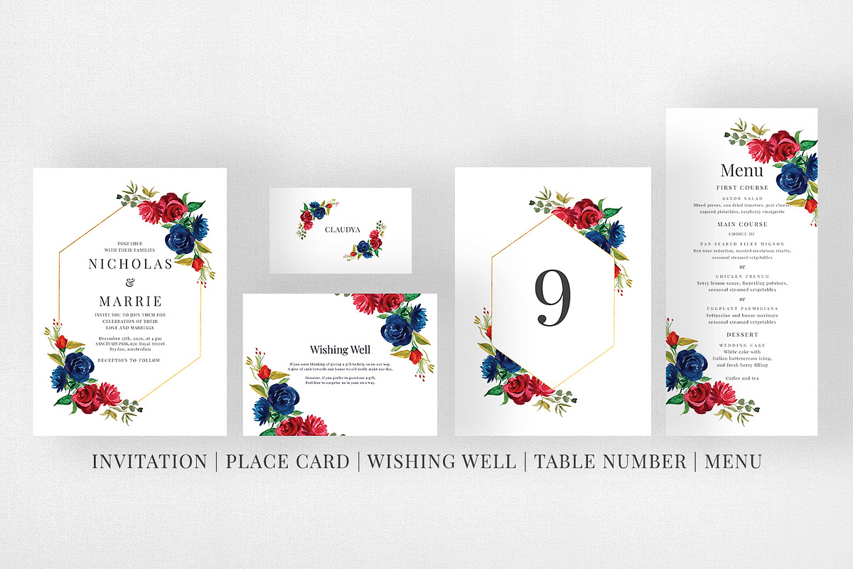 Burgundy & Navy Wedding Suite, an Invitation Template by Azka Creative (Photo 5 of 5)